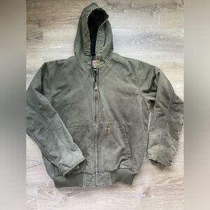 Carhartt green hooded work jacket